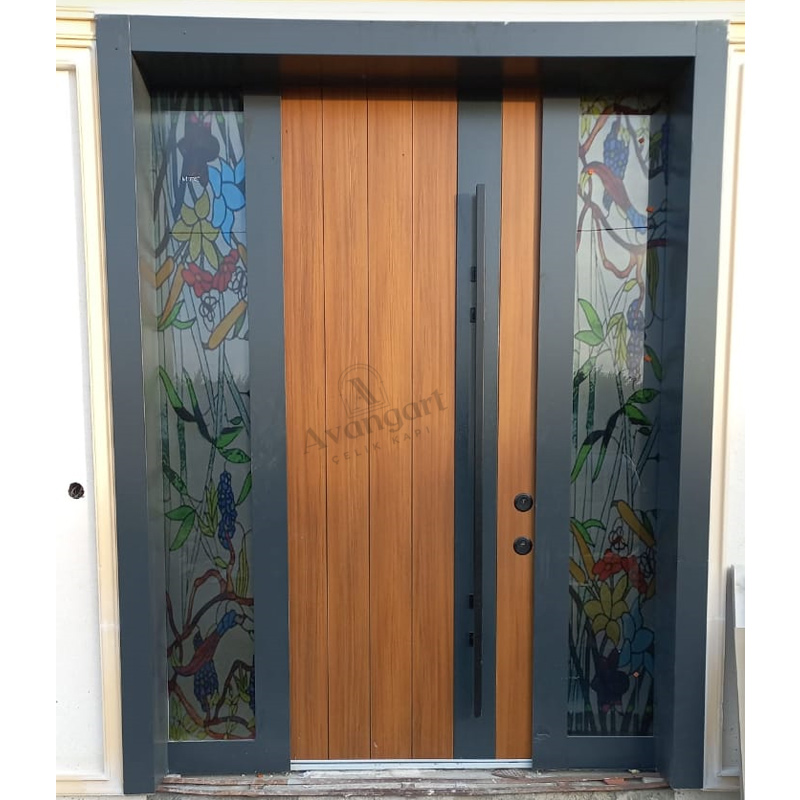 Vitray Detay Ahşap Villa Kapısı AVNG-043