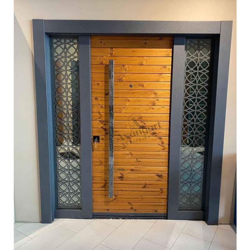 Desenli Ahşap Villa Kapısı AVNG-026