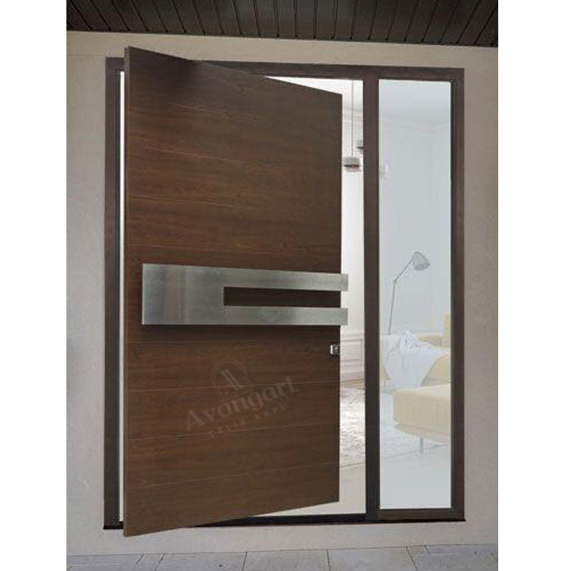 Krom Detay Ahşap Pivot Kapı AVNG-215