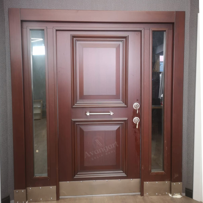 Aynalı Kahverengi Apartman Kapısı AVGN-652