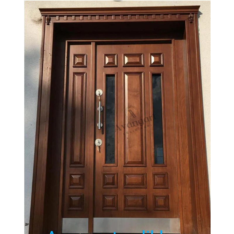 Kare Detaylı Ahşap Apartman Kapısı AVGN-654