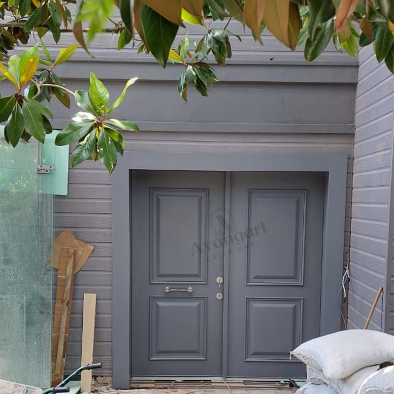 Gri Ahşap Apartman Kapısı AVGN-665