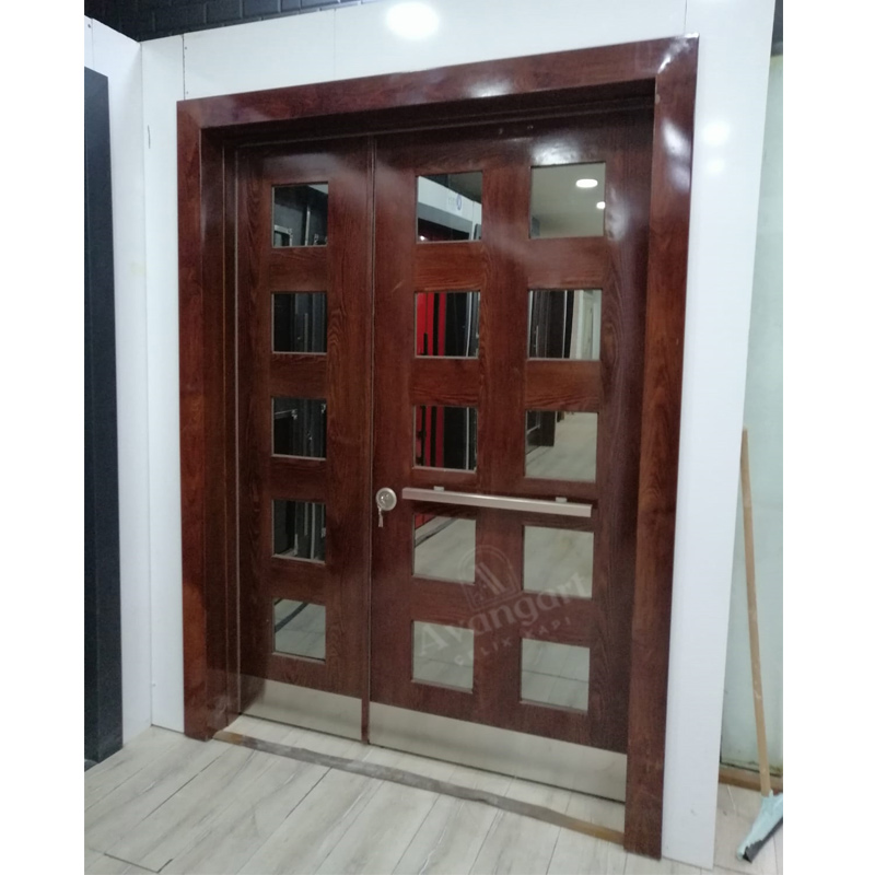 Aynalı Ahşap Apartman Kapısı AVGN-647