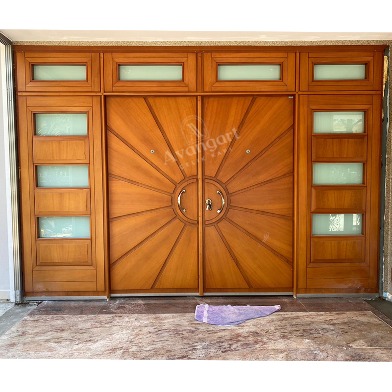 Ahşap Güneş Desen Apartman Kapısı AVGN-681
